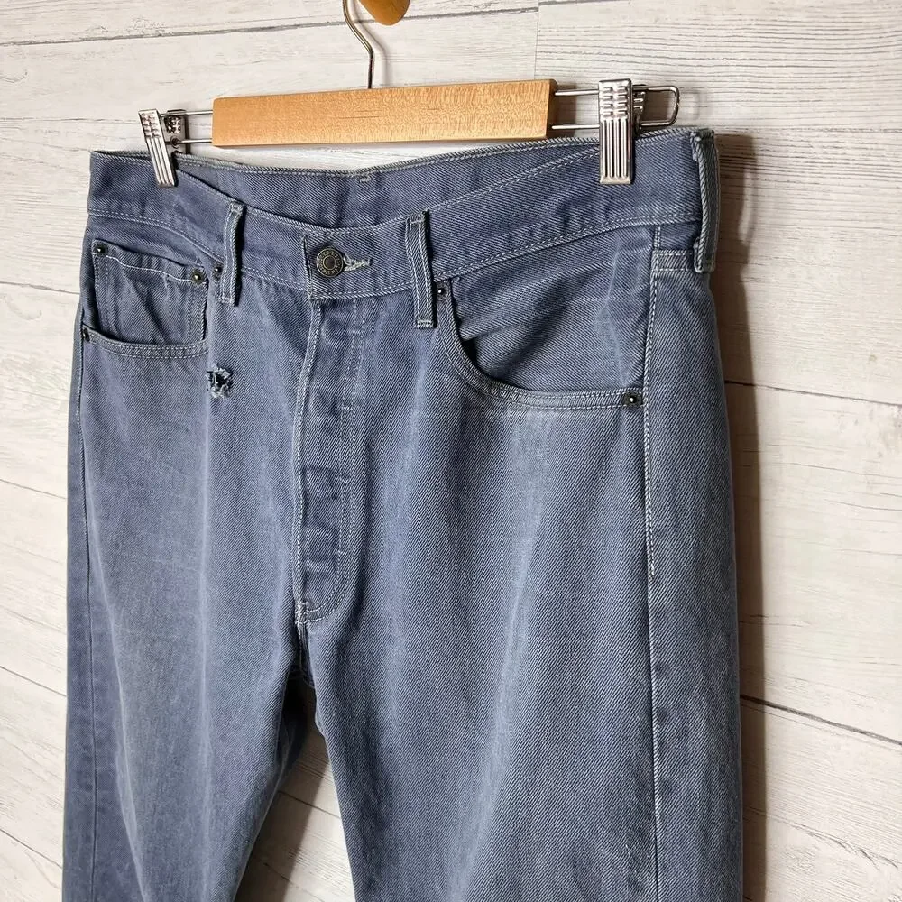 Levis Jeans Mens Size 34 X 30 Slate Blue Gray 501 Button Fly Straight Leg
